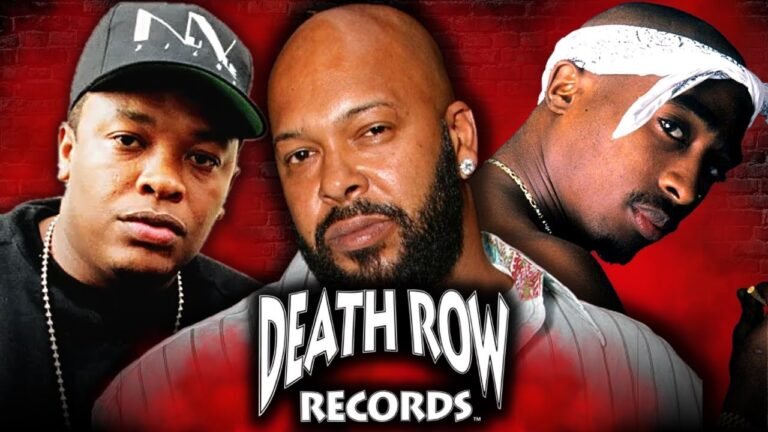 Portada de Death Row Records con Suge Knight en el medio, Tupac a la derecha y Dr. Dre a la izquierda.