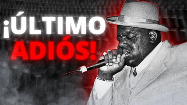 Portada con imagen de Biggie en blanco y negro y un fondo fúnebre, además un texto que dice: ¡último Adiós!